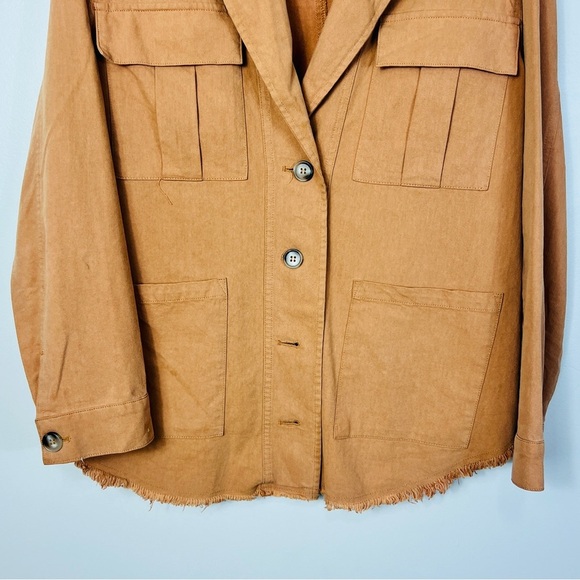 Gentle fawn Camel Button Up Raw Hem oversized Jacket Women Size XS - Picture 4 of 14